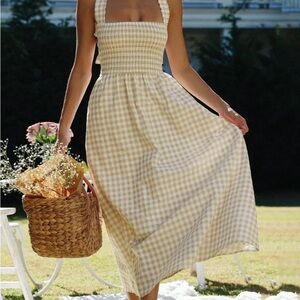 Mura Boutique Presleigh Dress (Sand Gingham)